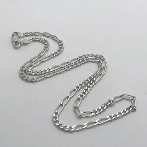 Vtg Sterling Silver Figaro Link Chain 3mm Width Approx 17.6” Length